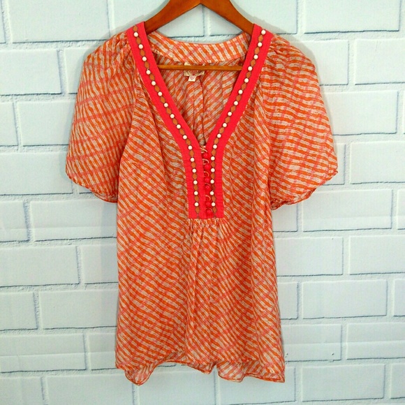 Anthropologie Tops - Anthropologie Plenty beaded/embroidered blouse